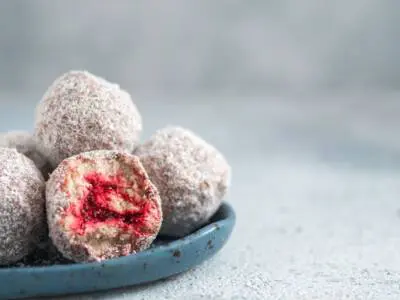 Palline cocco e lamponi