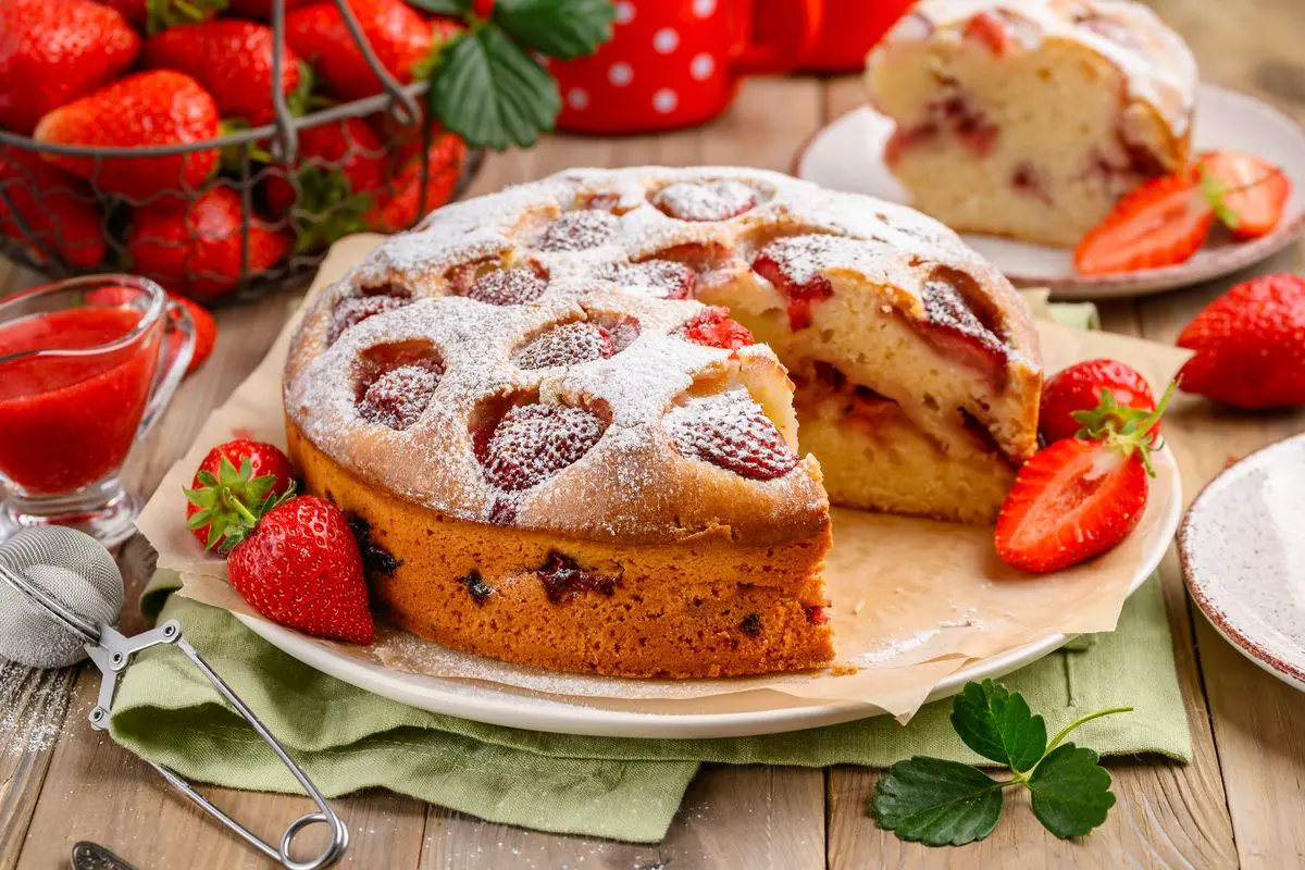 Torta di fragole in friggitrice ad aria